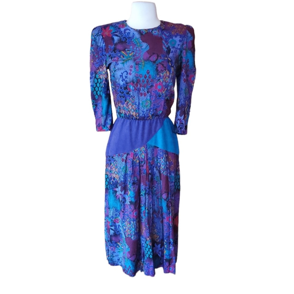 1980s Lisa Ii Multi-Color Secretary Dress